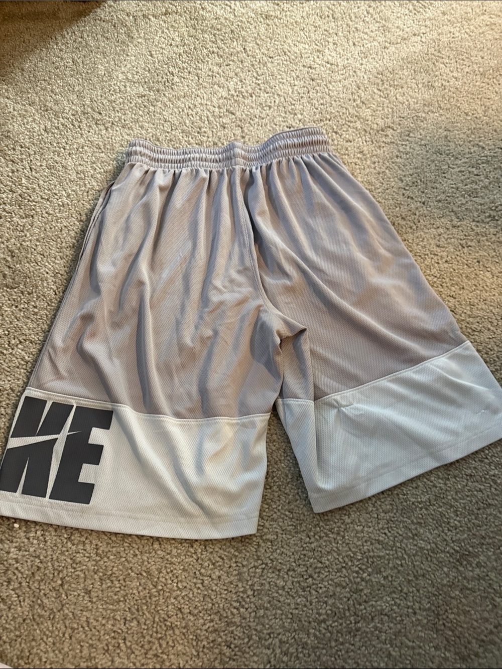 Nike Men’s Light Gray Athletic Shorts with White Hem